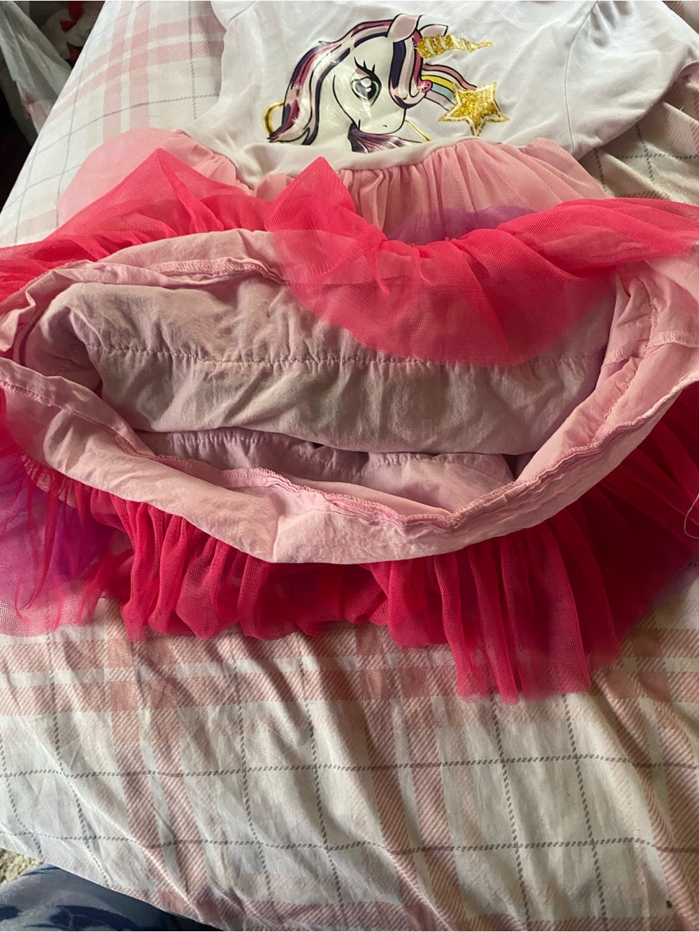 Princess A’s Rainbow Tulle Unicorn Dress - White, Pink, Yellow, Green, Purple.. - Picture 4 of 5